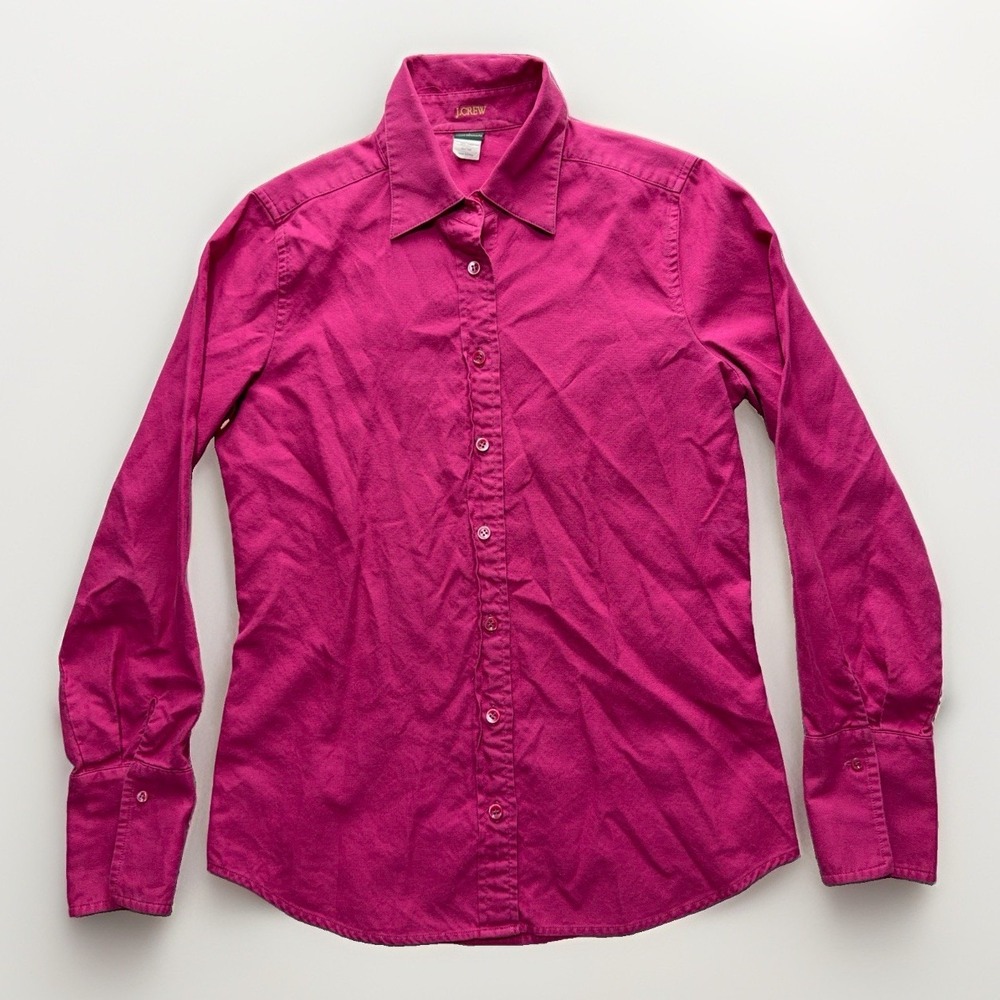 J Crew Laura Femme Fit Shirt 4 Pink Cotton Button Up Blouse Work Casual Preppy